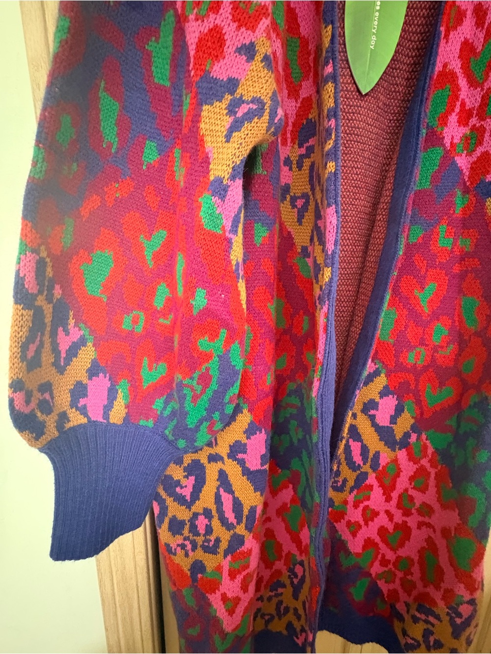 FARM Rio Bold Multicolor Leopard-Print Knit Cardigan with Tie - Picture 3 of 5
